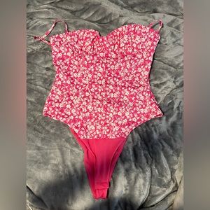 Never worn Pink, white flowers, corset bodysuit from Zara